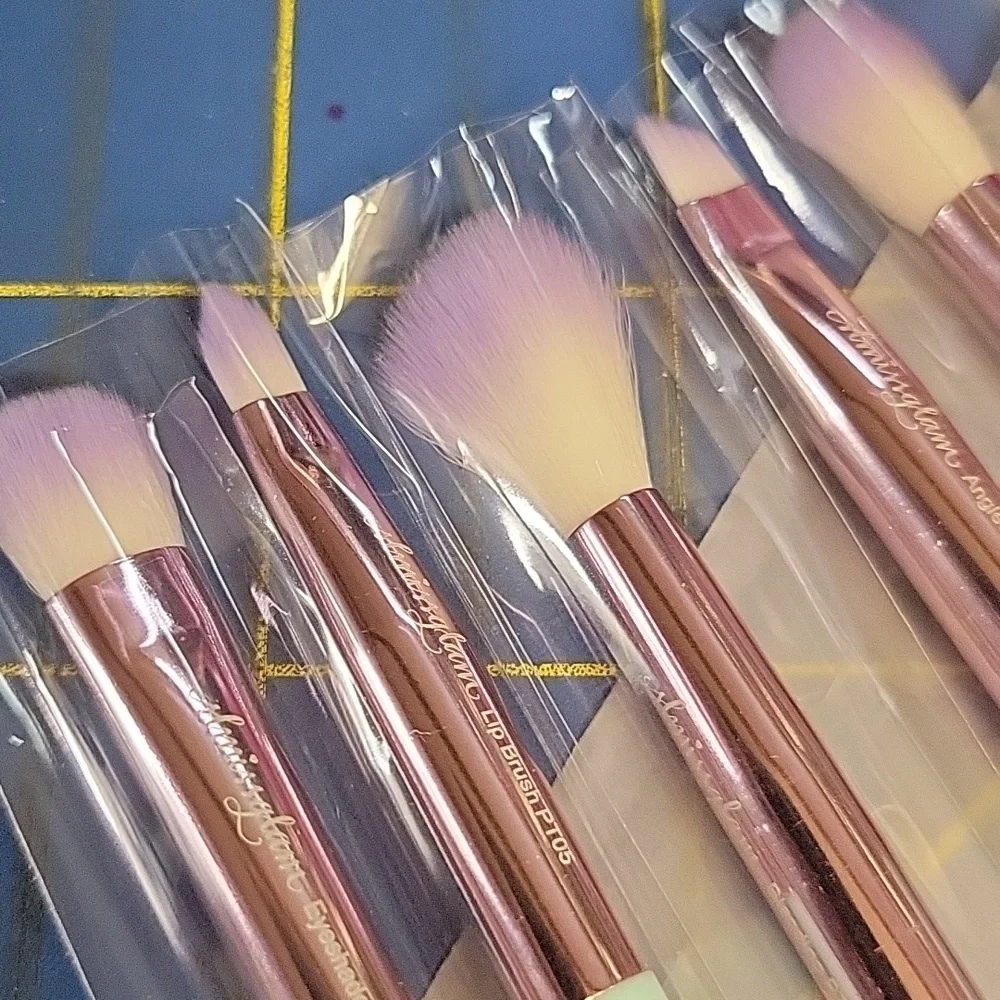 Mint Green Makeup Ombre Brush Set with Purple Tips Set of 5
